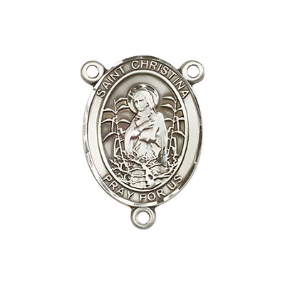 St Christina the Astonishing Engravable Center Rosary Part, pewter / sterling silver / gold-filled, Bliss Manufacturing