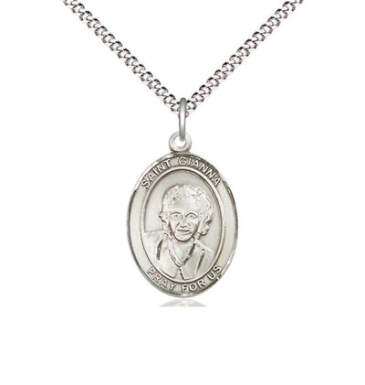 St Gianna Beretta Molla Pewter Oval Medium Medal Necklace with Chain, Bliss Manufacturing