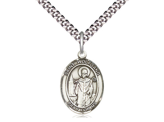 Bliss Medium Sterling Silver St Wolfgang Pendant on a 18 inch Light Rhodium Light Curb Chain,