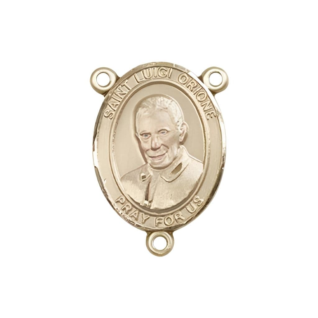 Bliss St. Luigi Orione Engravable Rosary Centerpiece in Gold, 3/4-inch,