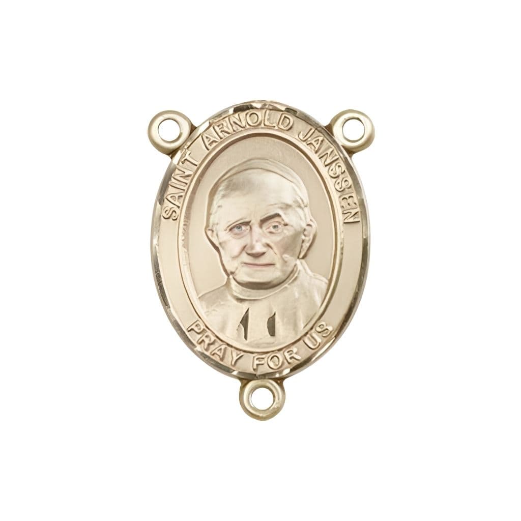 Bliss Manufacturing St Arnold Janssen Engravable Gold Center Rosary Part,
