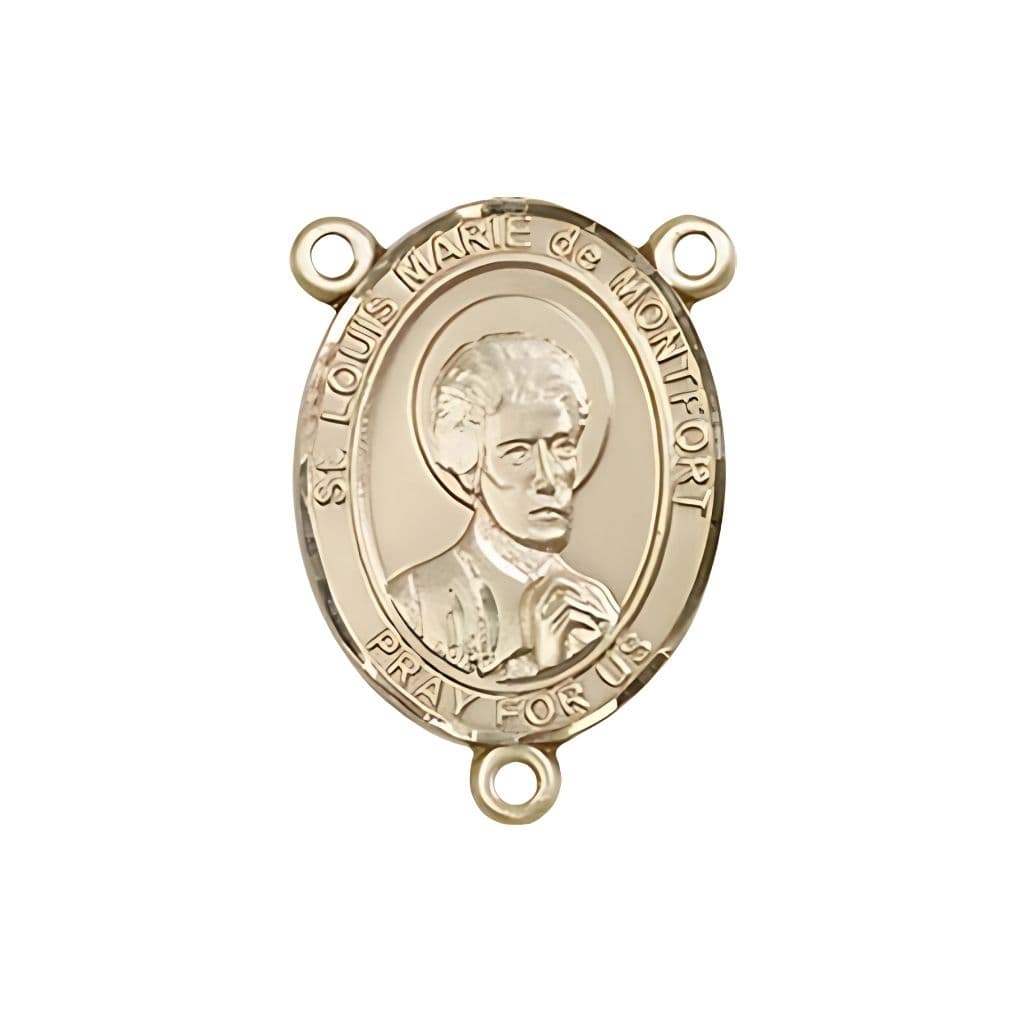 Bliss St. Louis Marie de Montfort Engravable Rosary Centerpiece in Gold, 3/4-inch,