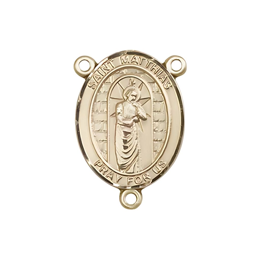 Bliss St. Matthias the Apostle Engravable Gold Rosary Centerpiece, 3/4-inch