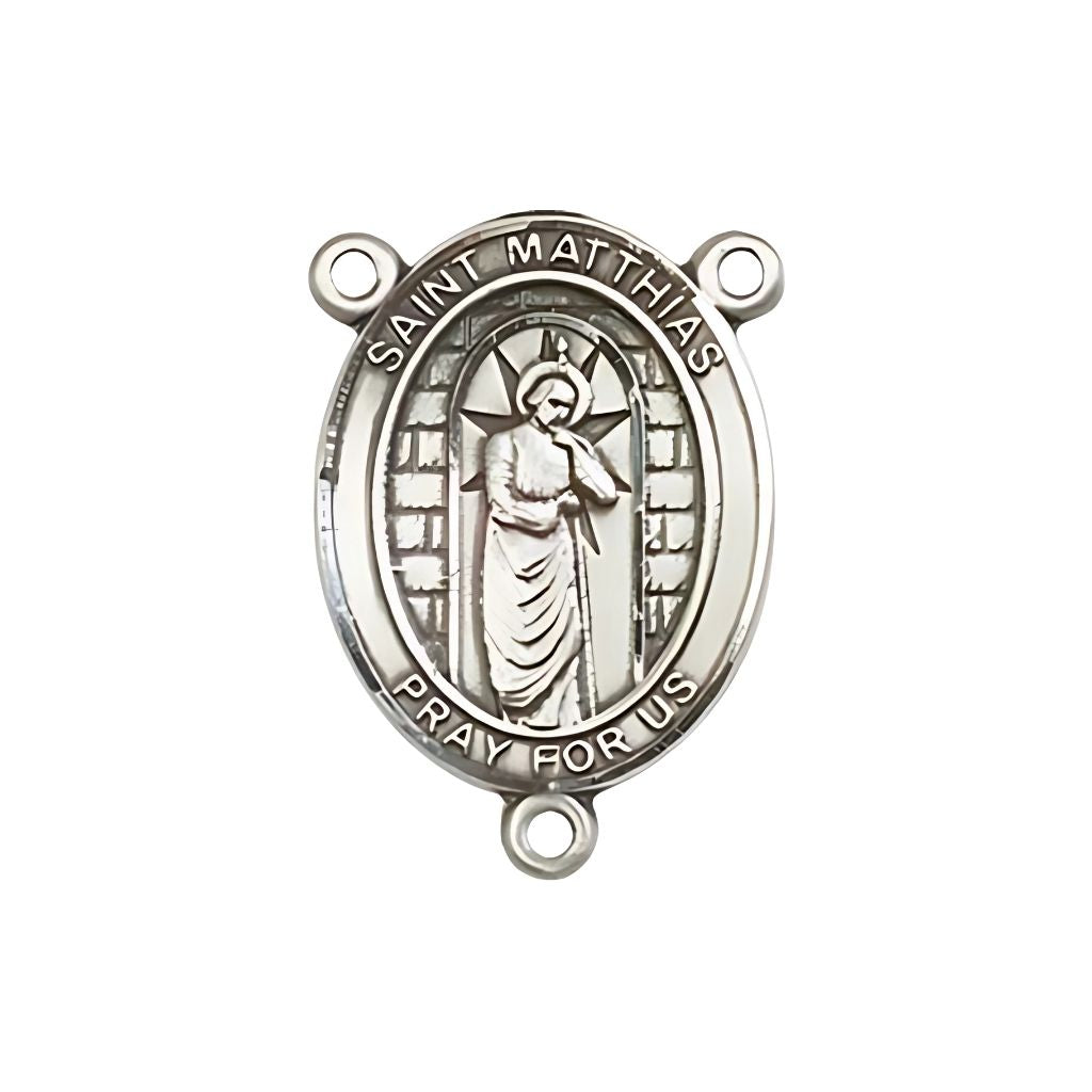Bliss St. Matthias the Apostle Engravable Silver Rosary Centerpiece, 3/4-inch