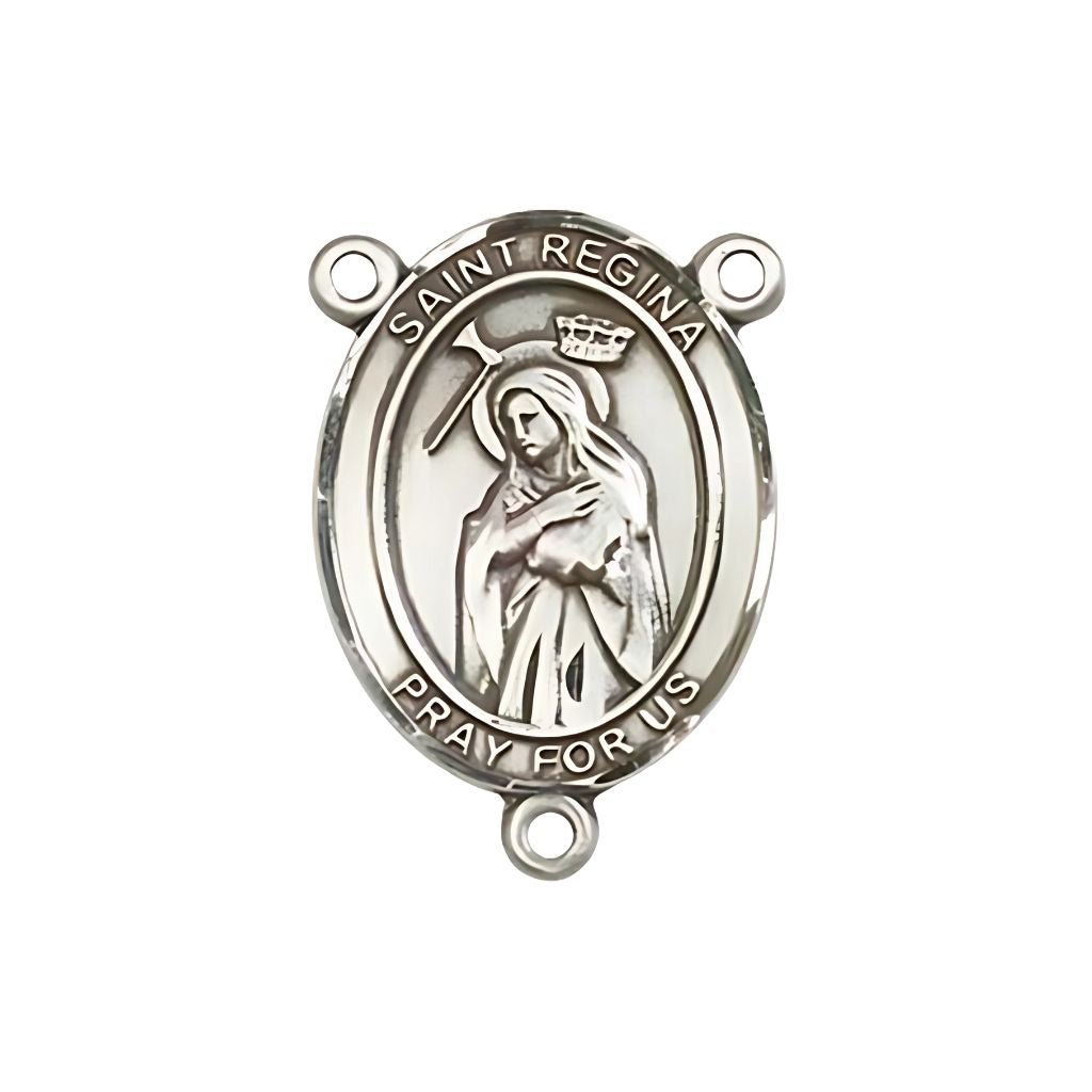 Bliss St. Regina Engravable Silver Rosary Centerpiece, Measures 3/4-inch tall by 1/2-inch wide