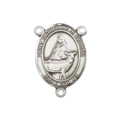 St Catherine of Sweden Engravable Center Rosary Part, pewter / sterling silver / gold-filled, Bliss Manufacturing