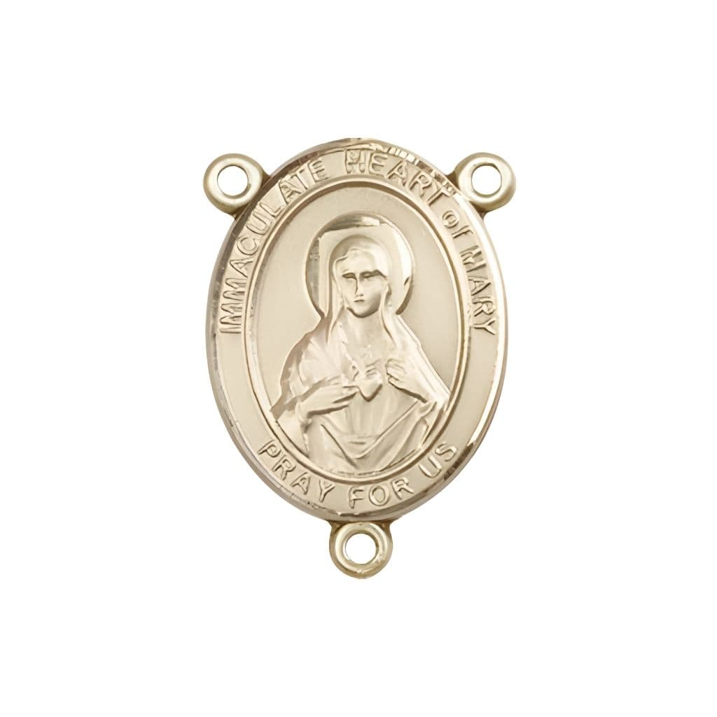 Bliss Immaculate Heart of Mary Engravable Rosary Centerpiece in Gold, 3/4-inch,