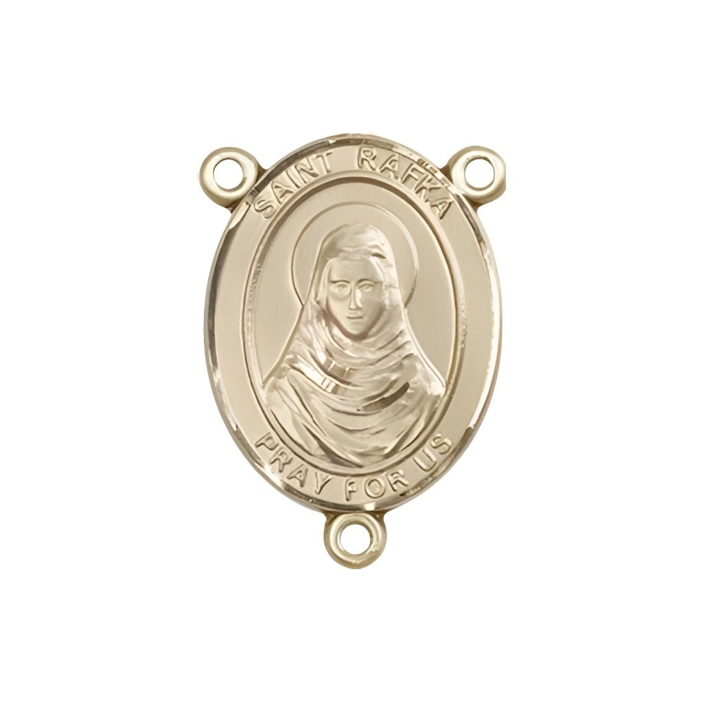 St. Rafka Engravable Gold Rosary Centerpiece, Measures 3/4-inch tall by 1/2-inch wide