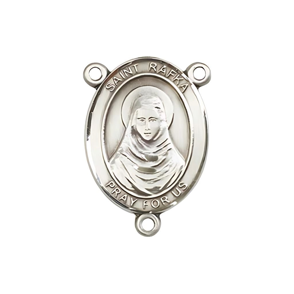 St. Rafka Engravable Silver Rosary Centerpiece, Measures 3/4-inch tall by 1/2-inch wide