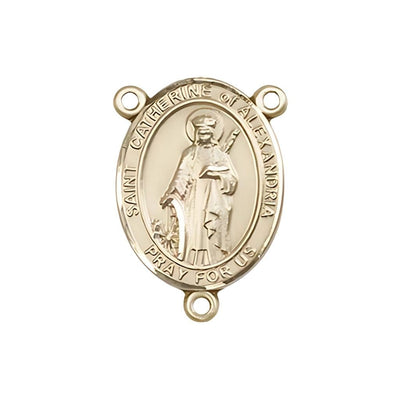 St Catherine of Alexandria Engravable Gold Center Rosary Part, Bliss Manufacturing