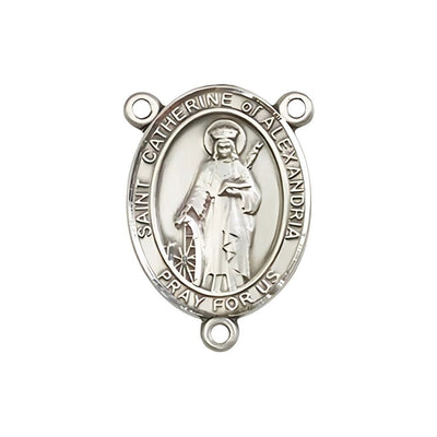 St Catherine of Alexandria Engravable Center Rosary Part, pewter / sterling silver / gold-filled, Bliss Manufacturing