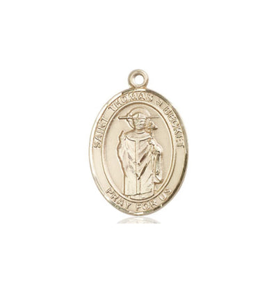 St Thomas A Becket 14kt Gold Oval Large Medal, Bliss Manufacturing