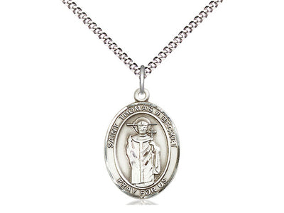 St. Thomas A Becket Pewter Oval Engravable Medal, Bliss Manufacturing