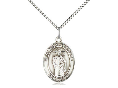 St. Thomas A Becket Sterling Silver Oval Engravable Medal (view 4), Bliss Manufacturing