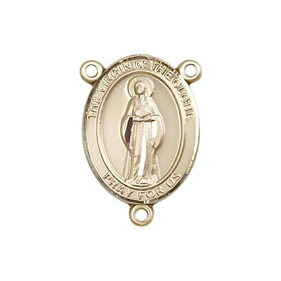 Virgin of the Globe Engravable Gold Center Rosary Part, Bliss Manufacturing