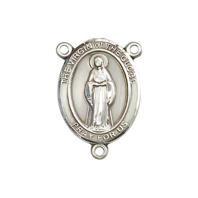 Virgin of the Globe Engravable Center Rosary Part, pewter / sterling silver / gold-filled, Bliss Manufacturing