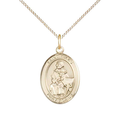 St Giles Gold Filled Medium Oval Medal Necklace with Gold-filled Chain, Bliss Manufacturing