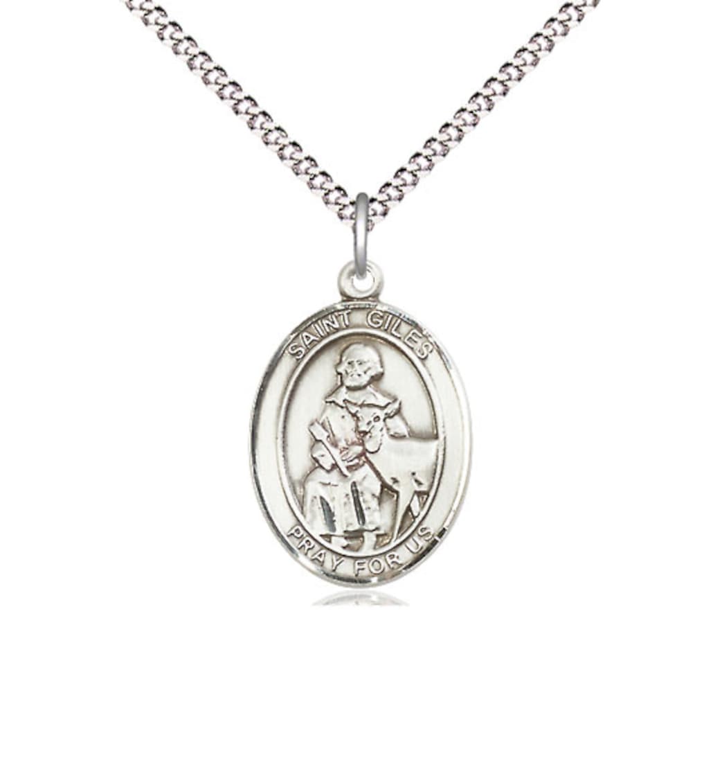 Bliss St Giles Pewter Engravable Medium Oval Medal Necklace with Chain,