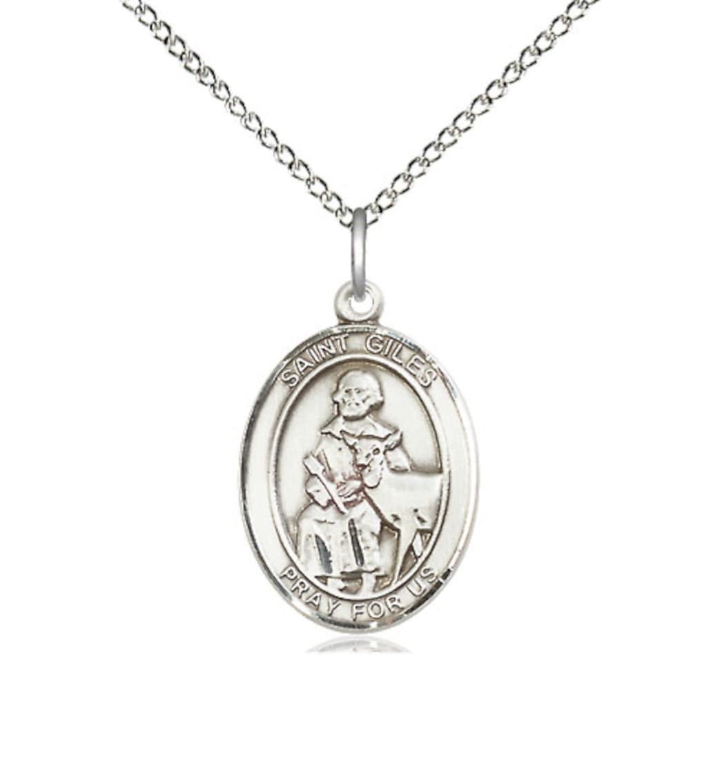 Bliss St Giles Sterling Silver Oval Medium Engravable Medal Necklace with Sterling Chain,