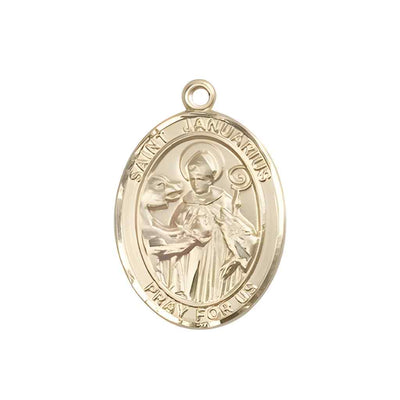 Medium St. Januarius 14kt Gold Oval Medal Pendant comes with Deluxe Gift Box