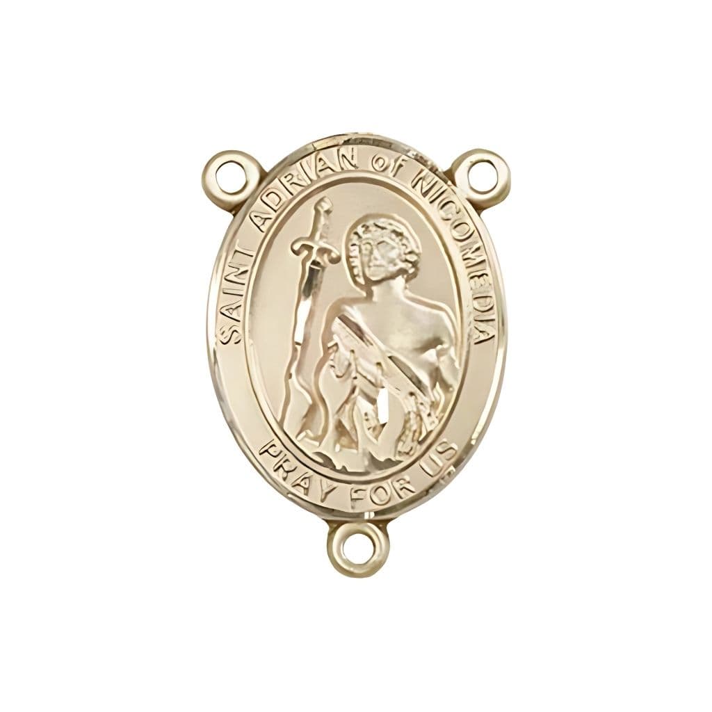 Bliss St Adrian of Nicomedia Engravable Gold Center Rosary Part,