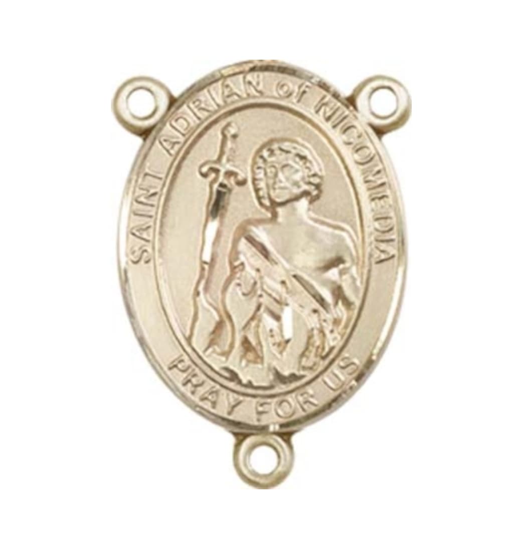 Bliss St Adrian of Nicomedia Engravable Gold Center Rosary Part,