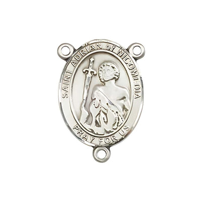 St Adrian of Nicomedia Engravable Center Rosary Part, pewter / sterling silver / gold-filled, Bliss Manufacturing