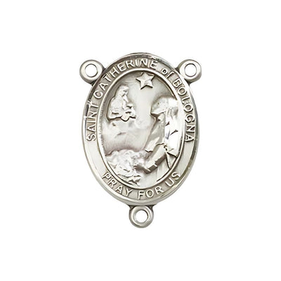 St Catherine of Bologna Engravable Center Rosary Part, pewter / sterling silver / gold-filled, Bliss Manufacturing