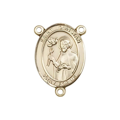 Gold St Dunstan Engravable Center Rosary Part, Bliss Manufacturing