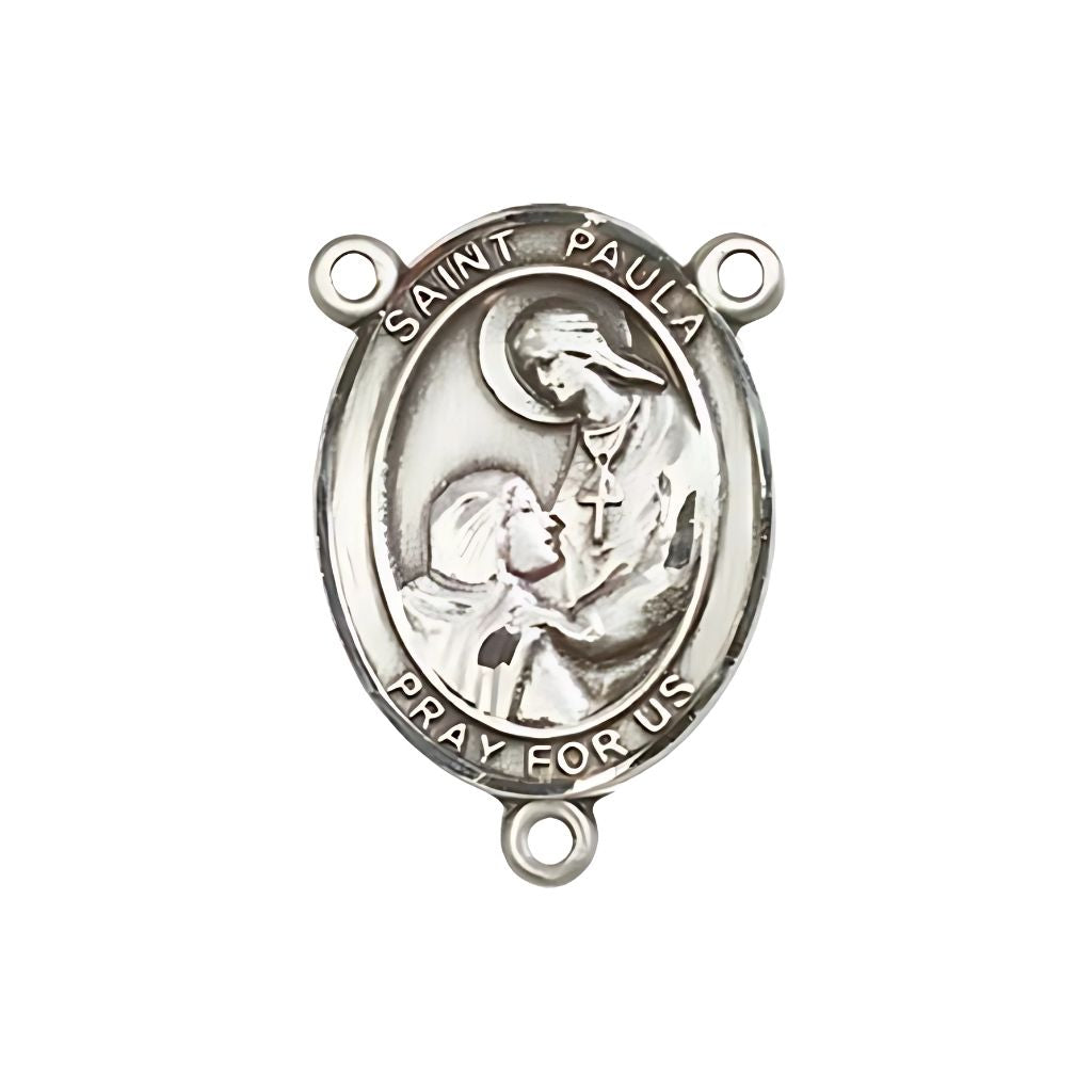 Bliss St. Paula Engravable Silver Rosary Centerpiece, Measures 3/4-inch tall by 1/2-inch wide
