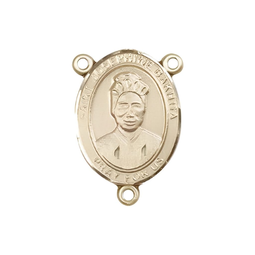 Bliss St. Josephine Bakhita Engravable Rosary Centerpiece in Gold,