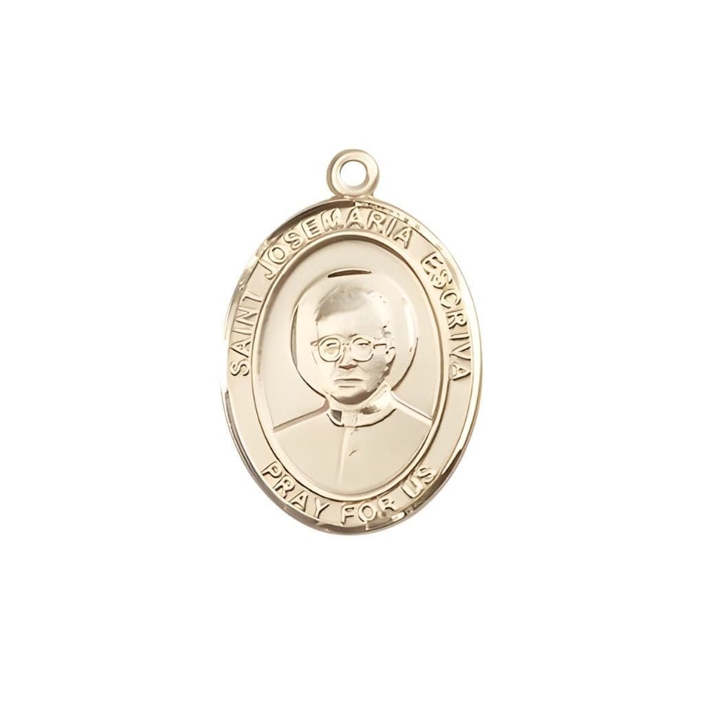 Bliss St. Josemaria Escriva 14kt Gold Oval Engravable Medal Pendant view 3