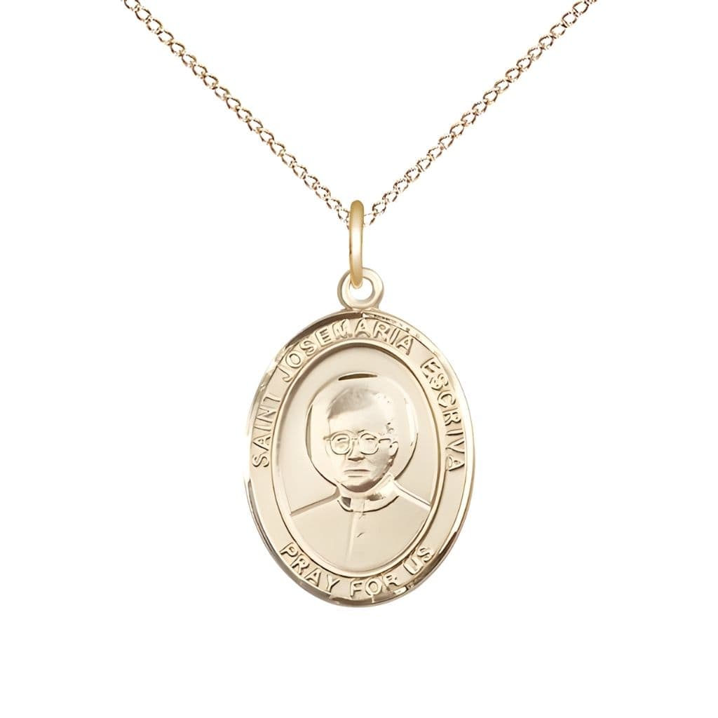 Bliss St. Josemaria Escriva 14kt Gold Oval Engravable Medal Pendant view 4