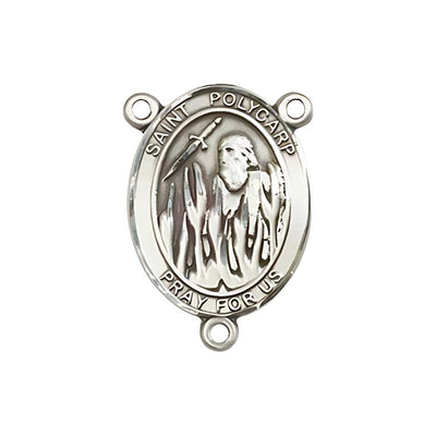 St. Polycarp of Smyrna Engravable Rosary Silver Centerpiece, Measures 3/4-inch tall by 1/2-inch wide, Bliss Manufacturing