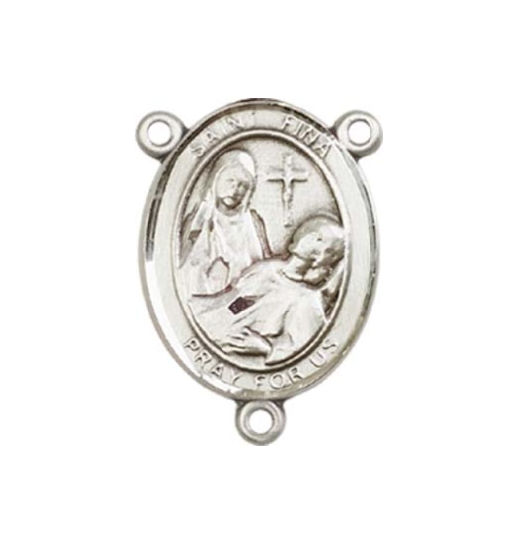 Bliss St Fina Engravable Center Rosary Silver Part,