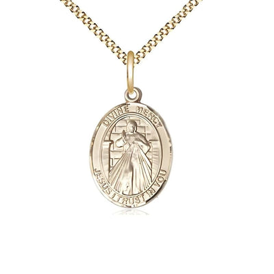Divine Mercy Gold-Filled Medium Medal Necklace with Gift Box, Bliss Manufacturing