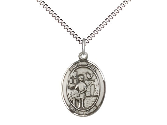 Bliss Sterling Silver St Vitus Pendant on a 18 inch Light Rhodium-plated Light Curb Chain,