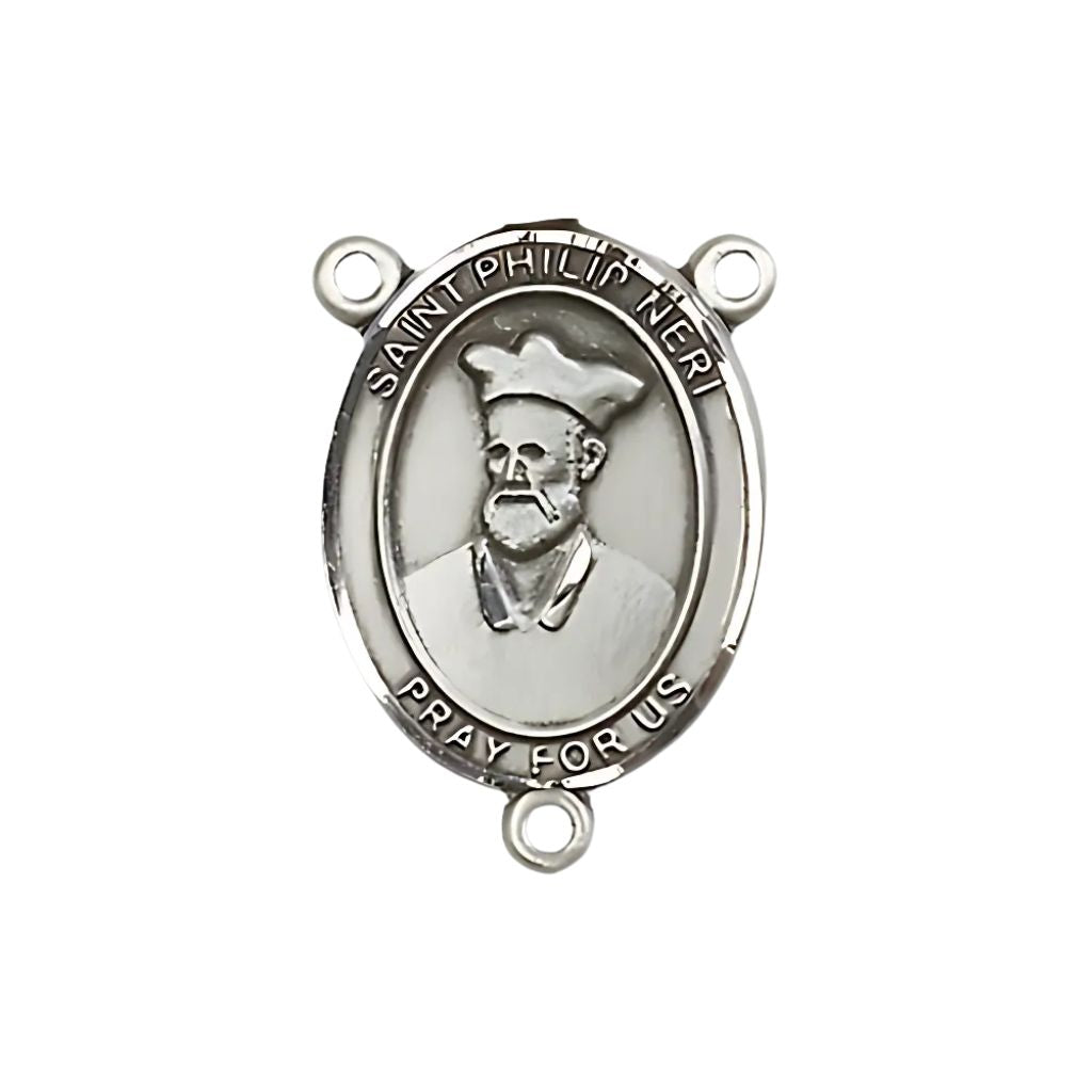 Bliss St. Philip Neri Engravable Rosary Centerpiece in Sterling Silver,