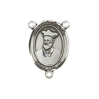St. Philip Neri Engravable Rosary Centerpiece, Measures 3/4-inch tall by 1/2-inch wide, pewter / sterling silver / gold-filled, Bliss Manufacturing