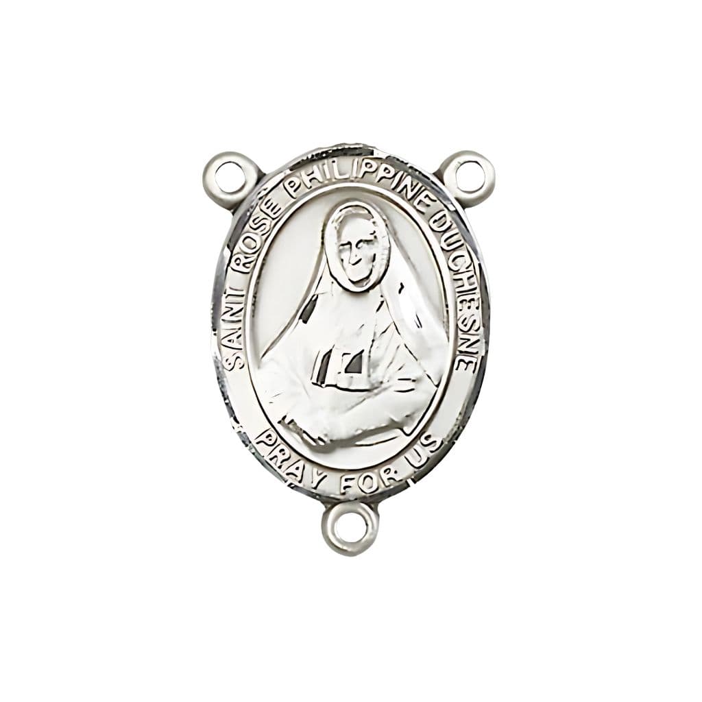 Bliss St. Rose Philippine Engravable Sterling Silver Rosary Centerpiece, Measures 3/4-inch tall by 1/2-inch wide