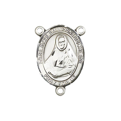 St. Rose Philippine Engravable Sterling Silver Rosary Centerpiece, Measures 3/4-inch tall by 1/2-inch wide, Bliss Manufacturing