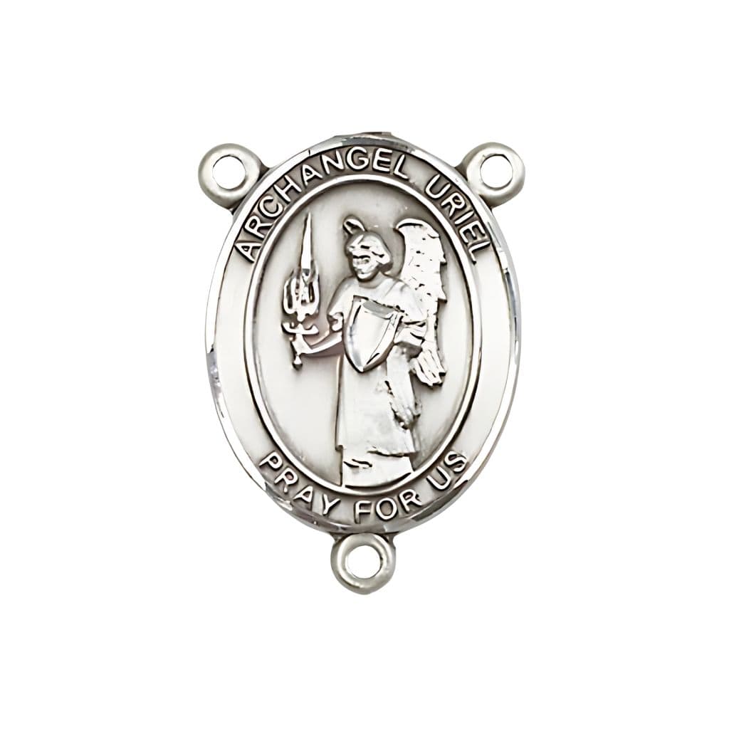 Bliss St. Uriel the Archangel Engravable Rosary Centerpiece in Silver, 3/4-inch,