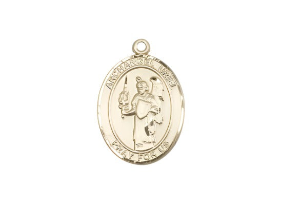 Medium Bliss Manufacturing St Uriel the Archangel 14kt Gold Oval Medal Only,