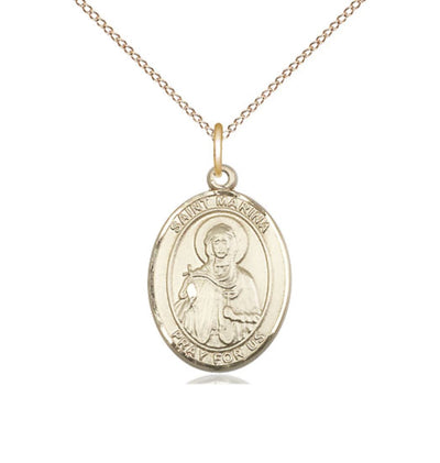 14kt Gold Filled St Marina Pendant on a 18 inch Gold Filled Light Curb Chain, Bliss Manufacturing