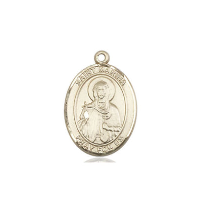 St Marina 14kt Gold Oval Medium Size Medal, Bliss Manufacturing