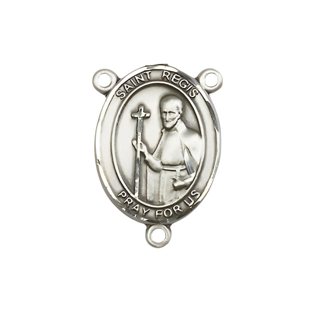 Bliss St. Regis Engravable Sterling Silver Rosary Centerpiece, Measures 3/4-inch tall by 1/2-inch wide