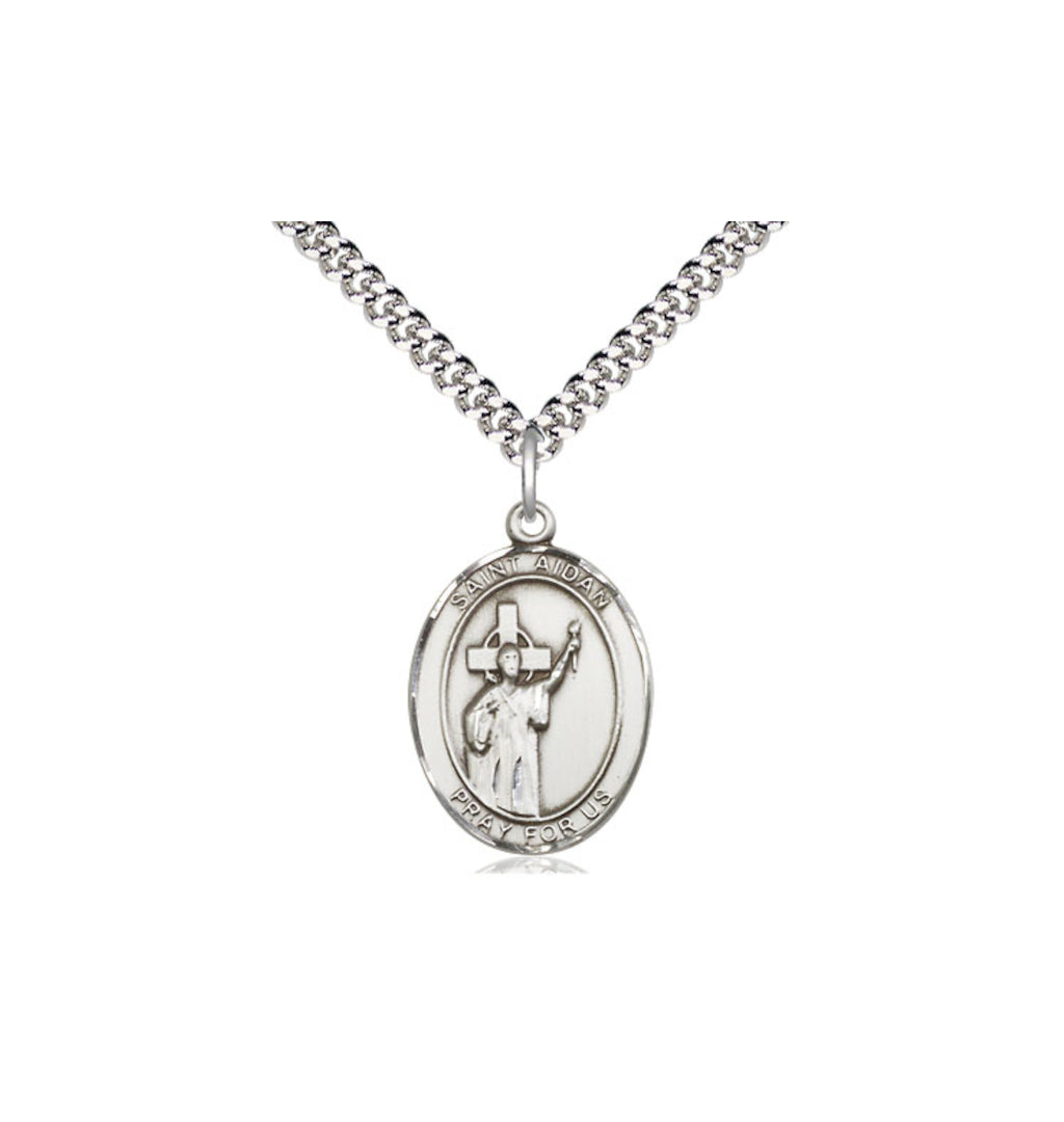 Bliss Engravable St Aidan of Lindesfarne Medium Pewter Medal