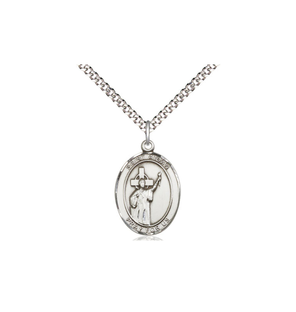 Bliss Engravable St Aidan of Lindesfarne Medium Pewter Medal