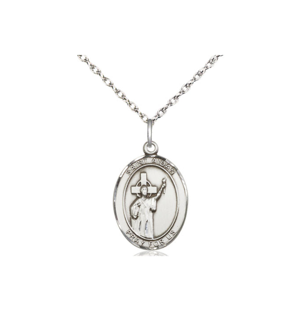 Bliss Engravable St Aidan of Lindesfarne Sterling Silver Medium Medal