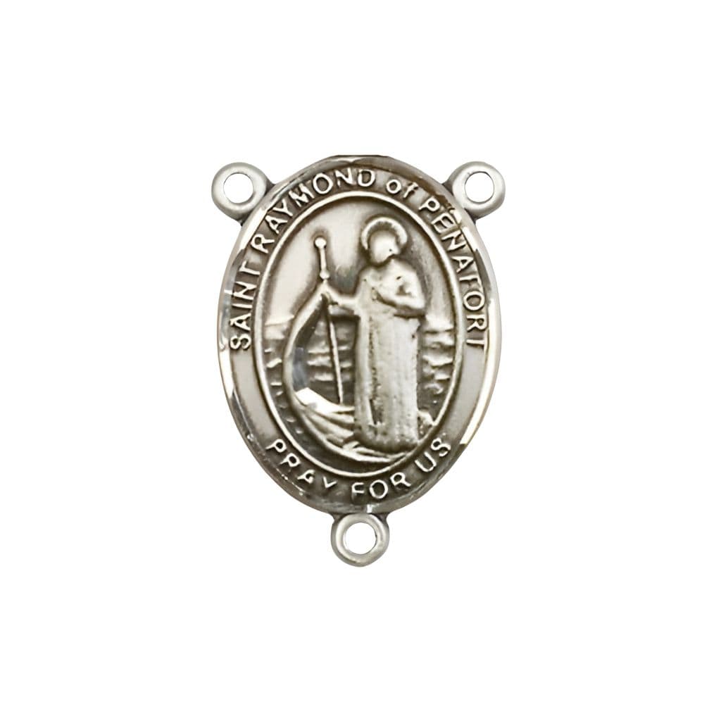 Bliss St. Raymond Penafort Engravable Sterling Silver Rosary Centerpiece, Measures 3/4-inch tall by 1/2-inch wide
